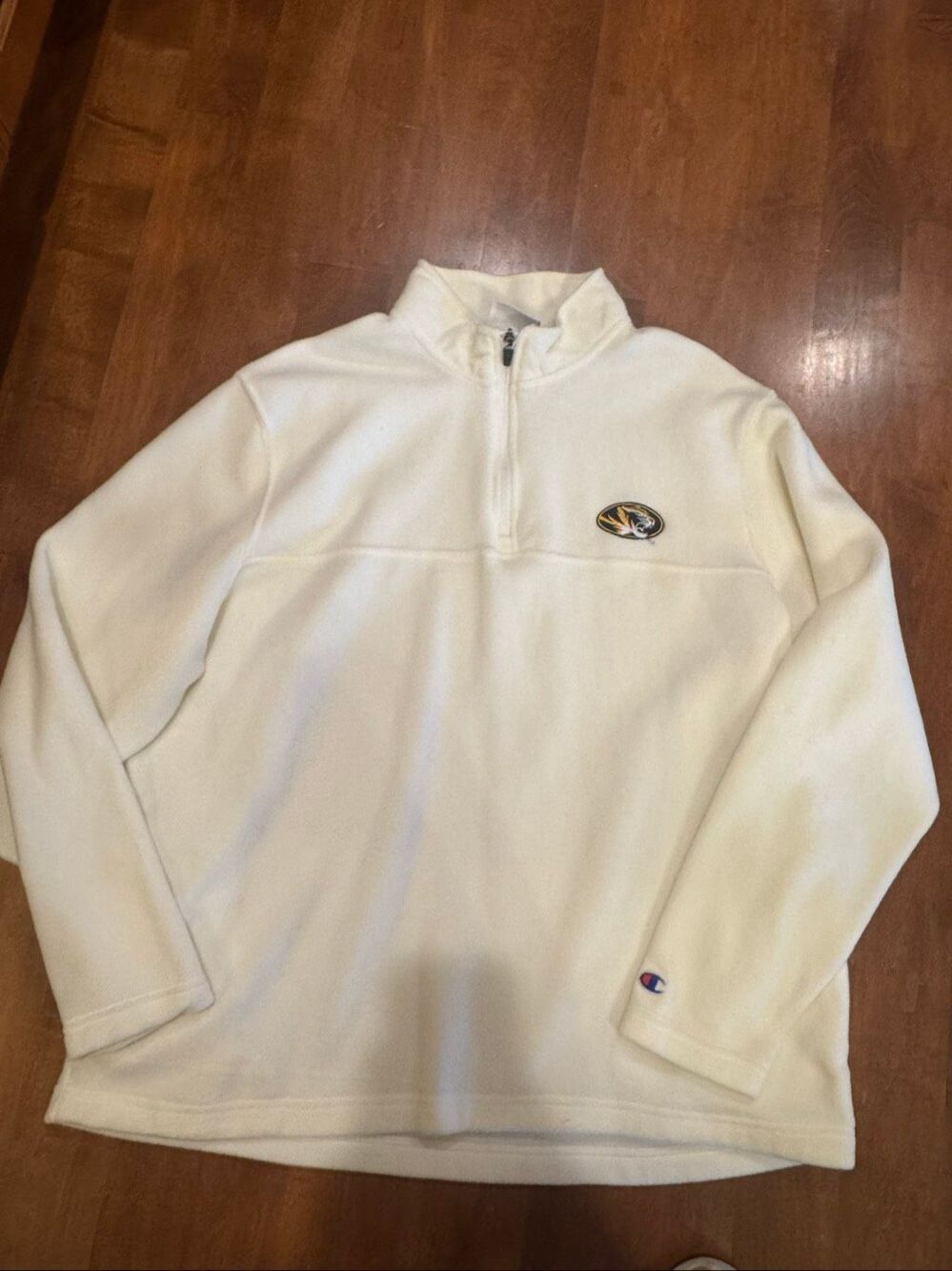 Champion Mizzou Missouri Tigers Fleece Quarter Zip Pullover White XL NCAA